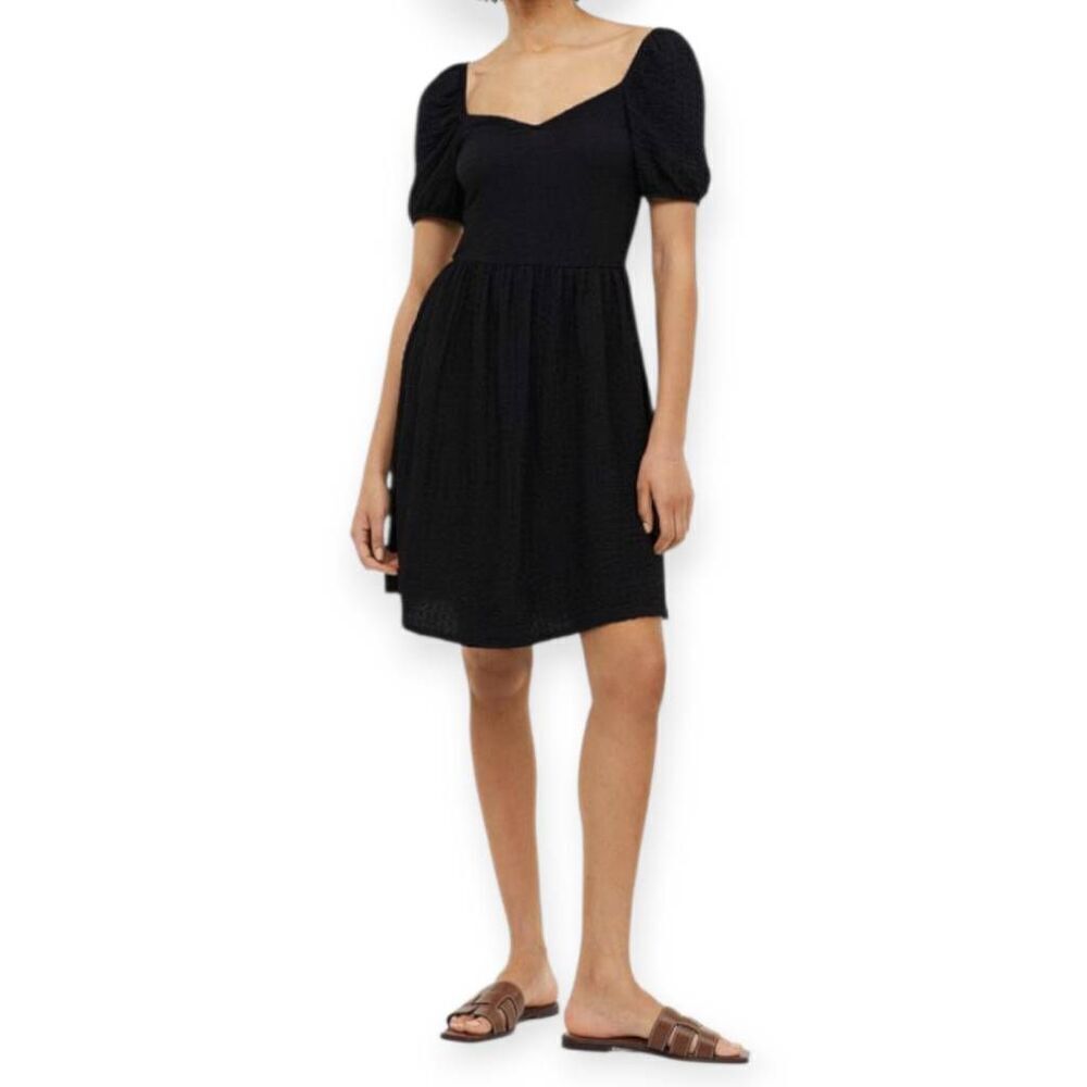 H&M BLACK PUFF SLEEVE FOT & FLAIR DRESS SZ.M EUC